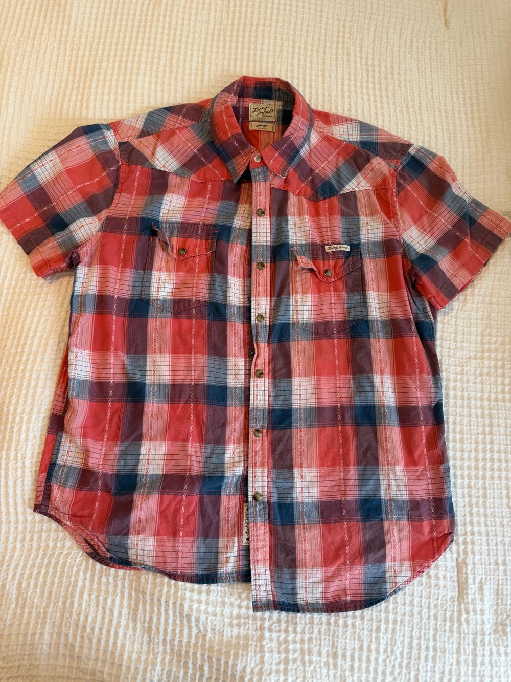 Lucky orange Plaid Short-Sleeve Button-Up Shirt